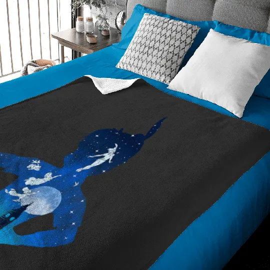 Discover Disney Peter Pan Midnight London Flight Silhouette Fill Baby Blankets