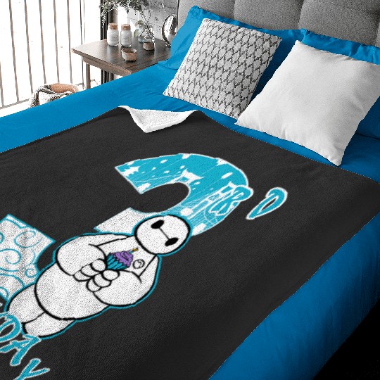 Disney Big Hero 6 Baymax 3rd Birthday Cupcake Portrait Baby Blankets