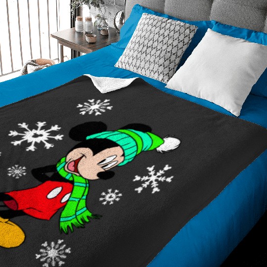 Discover Disney Mickey Mouse Holiday Snowflakes Portrait Christmas Long Sleeve T-Shirt Baby Blankets
