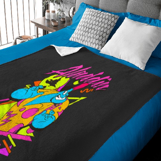 Discover Disney Aladdin Genie 90s Style Neon Portrait Tank Top Baby Blankets