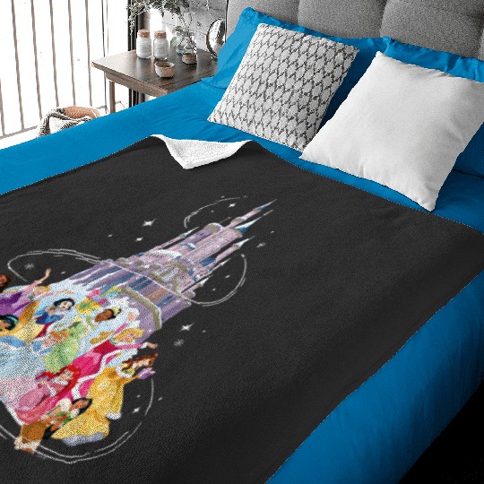 Discover Disney Princess Sparkle Squad Christmas Holiday Castle Baby Blankets