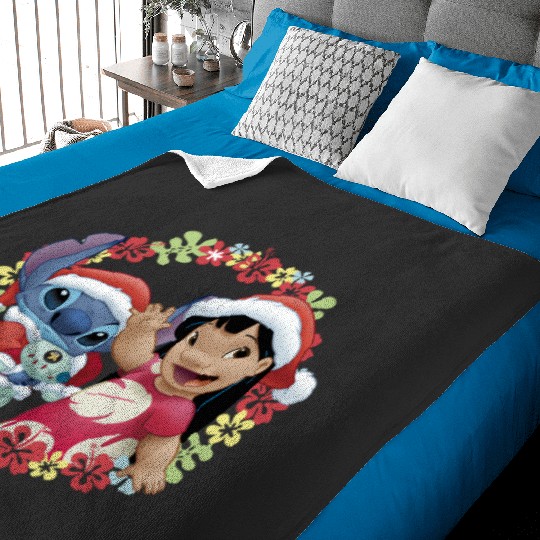 Discover Disney Lilo & Stitch Christmas Hawaiian Flower Wreath Long Sleeve T-Shirt Baby Blankets