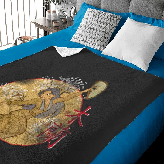 Disney Mulan Sword And Fan Portrait Baby Blankets