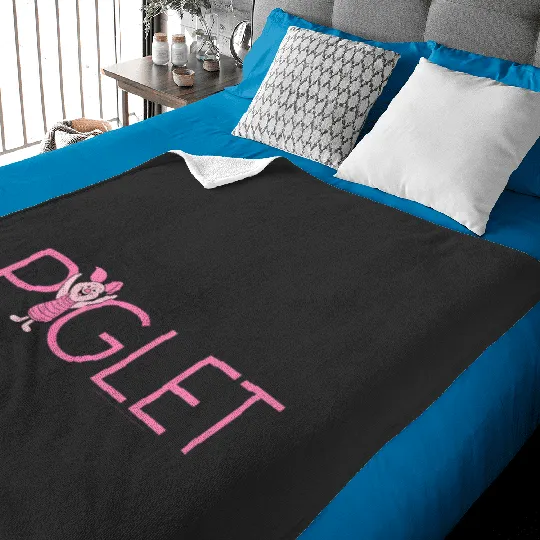 Disney Winnie The Pooh Piglet Classic Lettering Baby Blankets