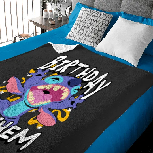 Disney Lilo & Stitch Birthday Mayhem Retro Stitch Logo Baby Blankets