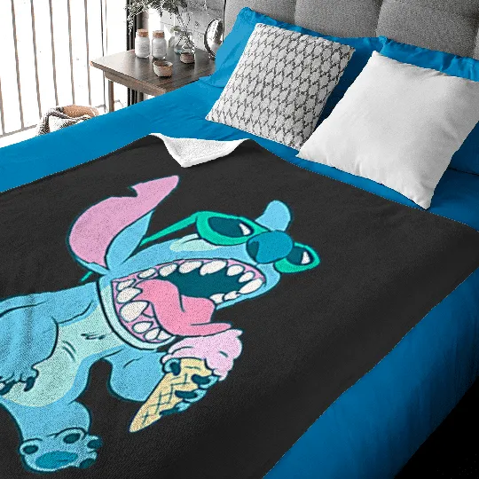 Discover Disney Lilo & Stitch Eating Ice Cream Retro Pocket Logo Baby Blankets