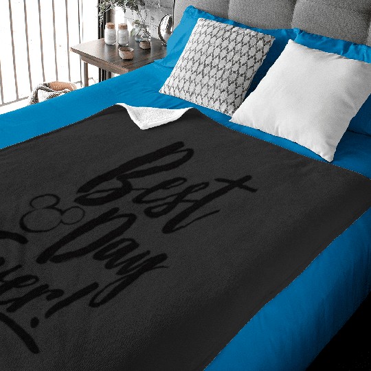 Discover Disney Mickey And Friends Best Day Ever Text Long Sleeve T-Shirt Baby Blankets