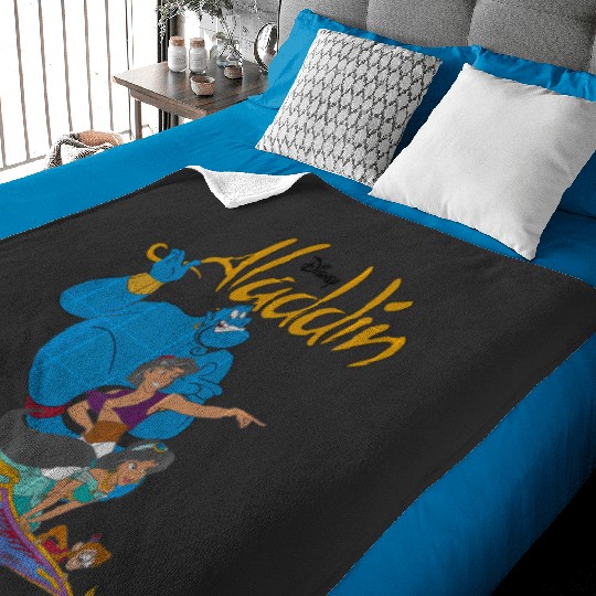 Discover Disney Aladdin Vintage Group Shot Logo Baby Blankets