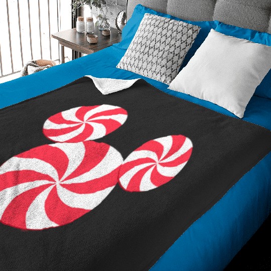 Disney NEW Mickey Icon Christmas Peppermint Candy Holiday Baby Blankets