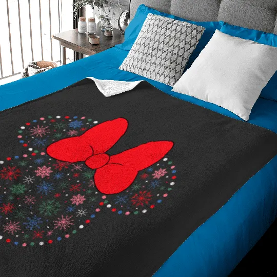 Discover Disney NEW Minnie Icon Christmas Holiday Lights Snowflakes Baby Blankets