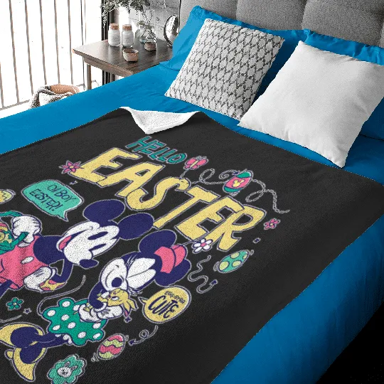 Disney Mickey Mouse and Minnie Mouse Hello Easter Retro Baby Blankets