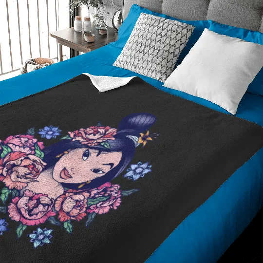 Disney Mulan Floral Portrait Vintage Baby Blankets