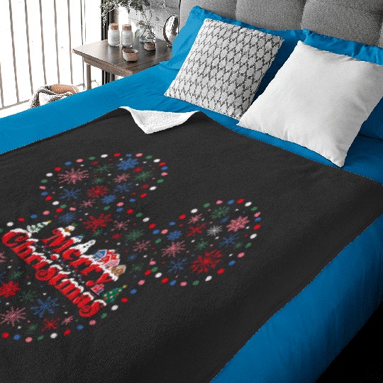 Disney Mickey Mouse Icon Holiday Lights Merry Christmas Baby Blankets