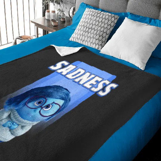 Disney Pixar Inside Out Riley's Sadness Blue Character Logo V-Neck Baby Blankets