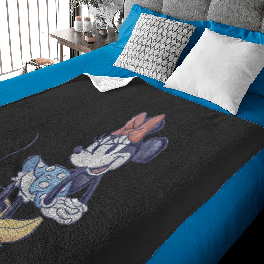 Discover Disney Minnie Mouse Retro Polka Dot Shy Smile Portrait Long Sleeve Baby Blankets