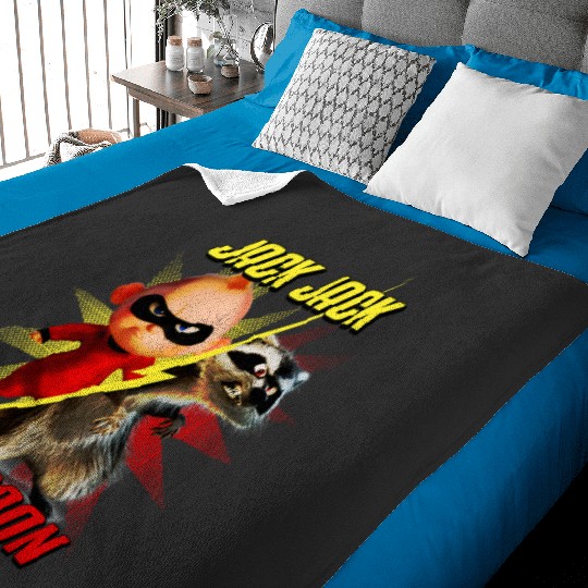Disney Pixar The Incredibles 2 Jack-Jack vs. Raccoon Retro Baby Blankets