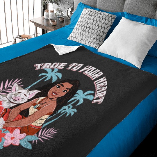 Disney Moana 2 True To Your Heart Pua Moana Tropical Logo Baby Blankets