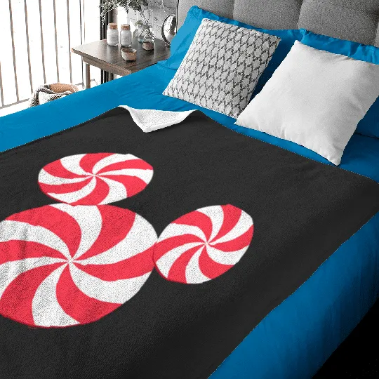 Disney NEW Mickey Icon Christmas Peppermint Candy Holiday Baby Blankets