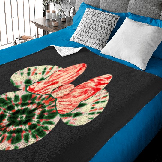 Disney Minnie Mouse Head Christmas Holiday Tie-Dye Retro Long Sleeve Baby Blankets