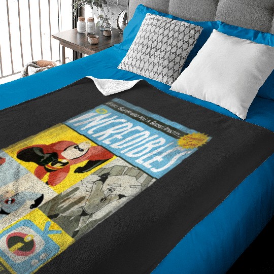Disney Pixar The Incredibles Comic Panel Retro Vintage Baby Blankets