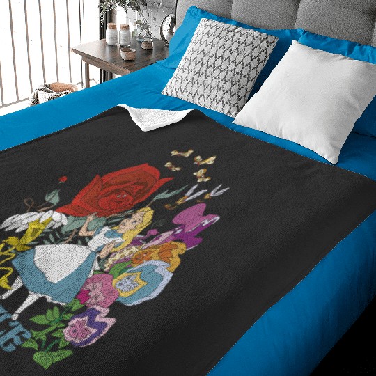 Disney Alice In Wonderland Walking Through The Flowers Baby Blankets