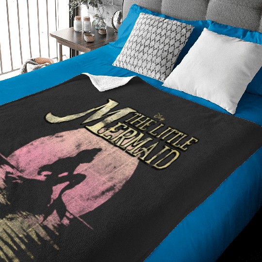 Discover Disney The Little Mermaid Sunset Silhouette Title Logo Baby Blankets