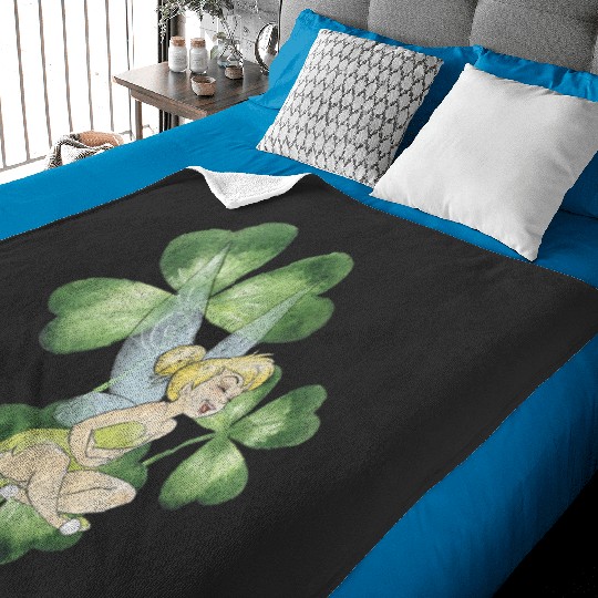 Womens Disney Peter Pan St. Patrick's Day Tinker Bell Clover Retro V-Neck Baby Blankets