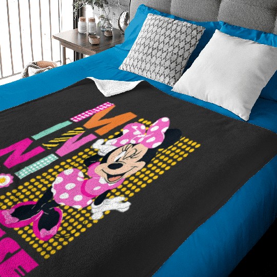 Womens Disney Minnie Mouse Smiling Polka Dot Retro Logo Stack V-Neck Baby Blankets