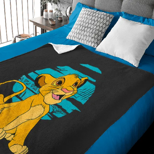 disney lion king young simba happy blue Baby Blankets