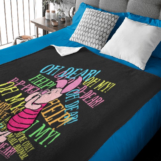 Disney Winnie The Pooh Piglet Scared Quotes Baby Blankets