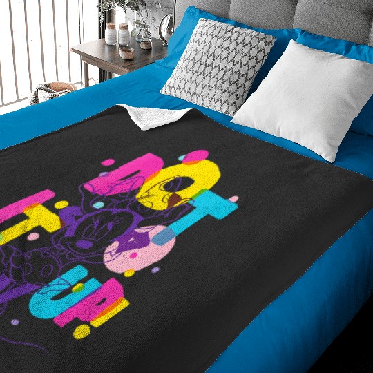 Womens Disney Minnie Mouse Dot It Up Bold Color Retro Overlay V-Neck Baby Blankets
