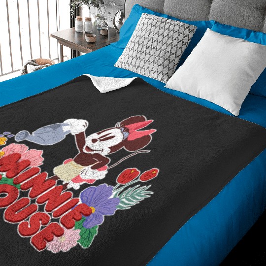 Disney Minnie Mouse Watering Flowers Botanical Garden Spring Baby Blankets