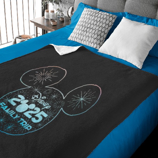Discover Disney Mickey Mouse Icon Fireworks Vacation Family Trip 2025 Baby Blankets