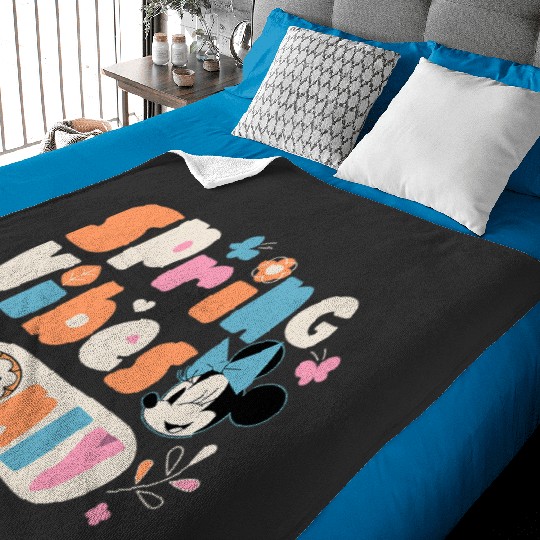 Disney Minnie Mouse Spring Vibes Only Springtime Baby Blankets