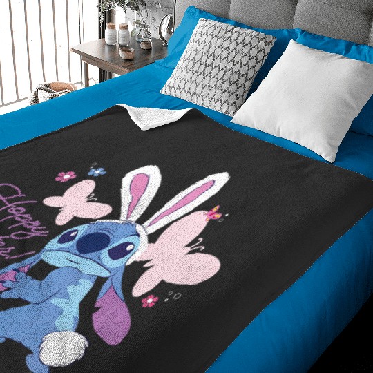 Disney Lilo & Stitch Hoppy Easter Bunny and Butterflies Baby Blankets