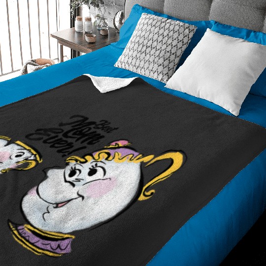Womens Disney Beauty and the Beast Chip Mrs. Potts Best Mom Ever VNeck Baby Blankets
