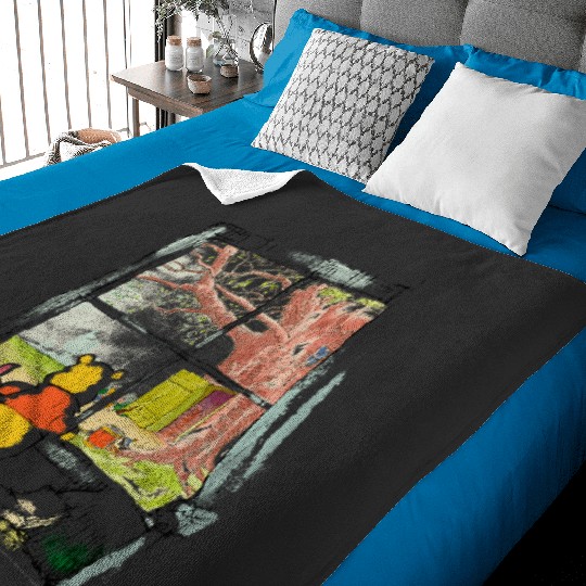 Disney Winnie The Pooh Piglet And Pooh Window Sketch Baby Blankets