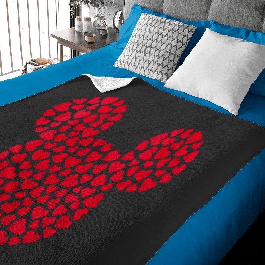 Womens Disney Mickey Mouse Icon Filled with Red Hearts VNeck Baby Blankets
