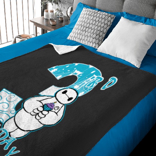 Disney Big Hero 6 Baymax 3rd Birthday Cupcake Portrait Baby Blankets