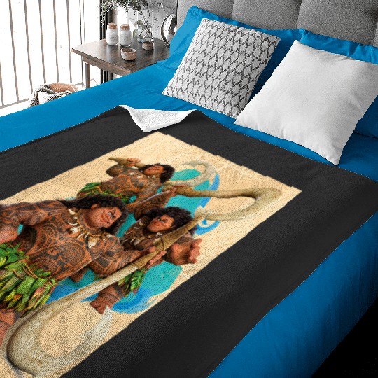 Disney Moana 2 Maui with Fish Hook Heroic Pose Trio Baby Blankets
