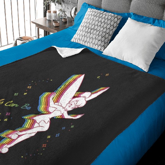 Disneys Peter Pan Tinker Bell Rainbow Free As Can Be VNeck Baby Blankets
