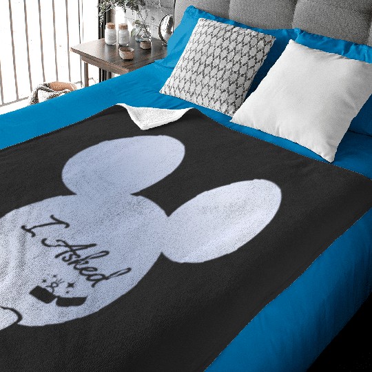 Disney I Asked Proposal Engagement Ring Bow Tie Mickey Baby Blankets