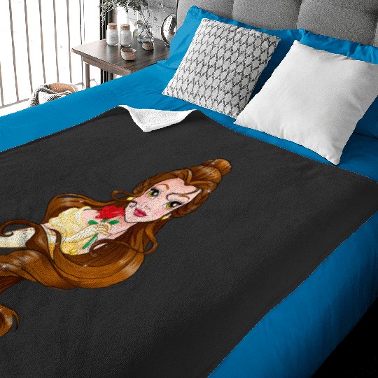 Disney Belle Black Classic Fit    Adult Round Neck Short Sleeve Fantasy Tee Baby Blankets