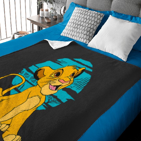 Disney The Lion King Young Simba Happy Blue Retro Baby Blankets