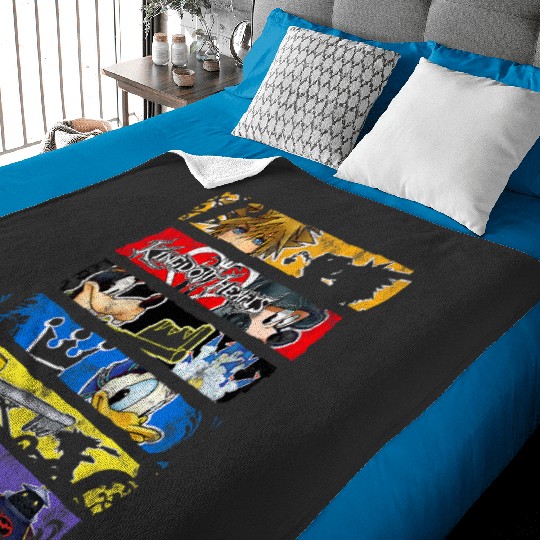 Disneys Kingdom Hearts Epic Character Panels Distressed Logo Baby Blankets