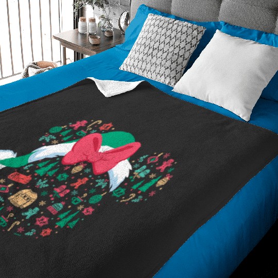 Disney Minnie Mouse Head Icon Christmas Holiday Santa Hat Baby Blankets