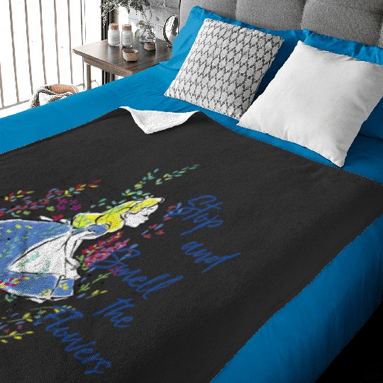 Disneys alice in wonderland stop and smell flowers Baby Blankets