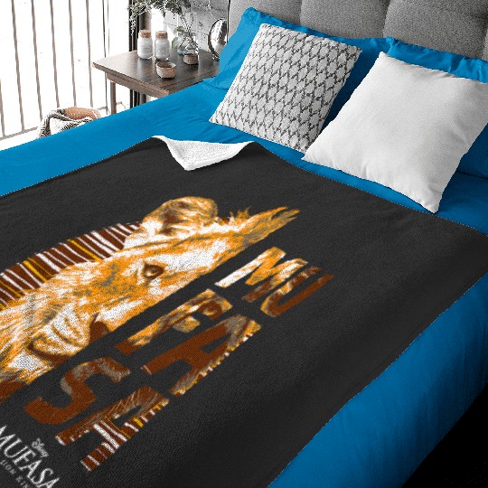 Disney Mufasa The Lion King Movie Face and Name Sun Art Baby Blankets