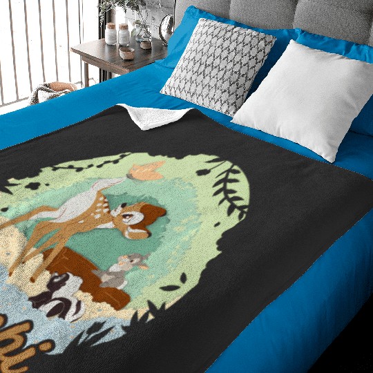 Disney Bambi Thumper And Flower Paper Cut Portrait Baby Blankets
