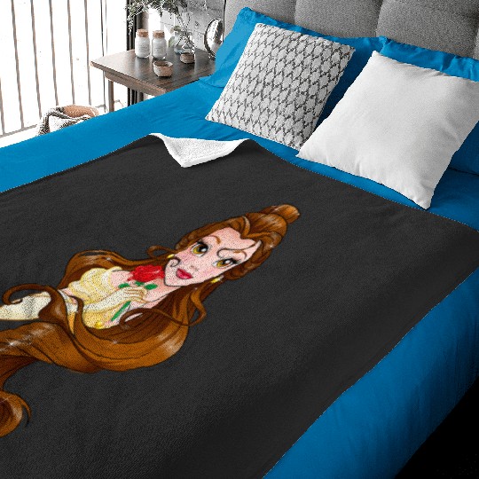 Disney Belle Black Classic Fit    Adult Round Neck Short Sleeve Fantasy Tee Baby Blankets